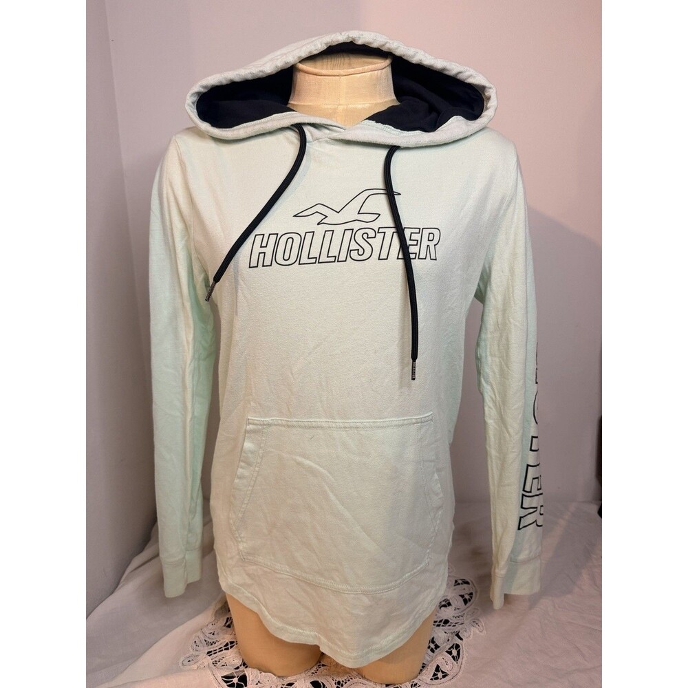 Hollister California Women’s White Cotton Pullover Hoodie Pockets XXS